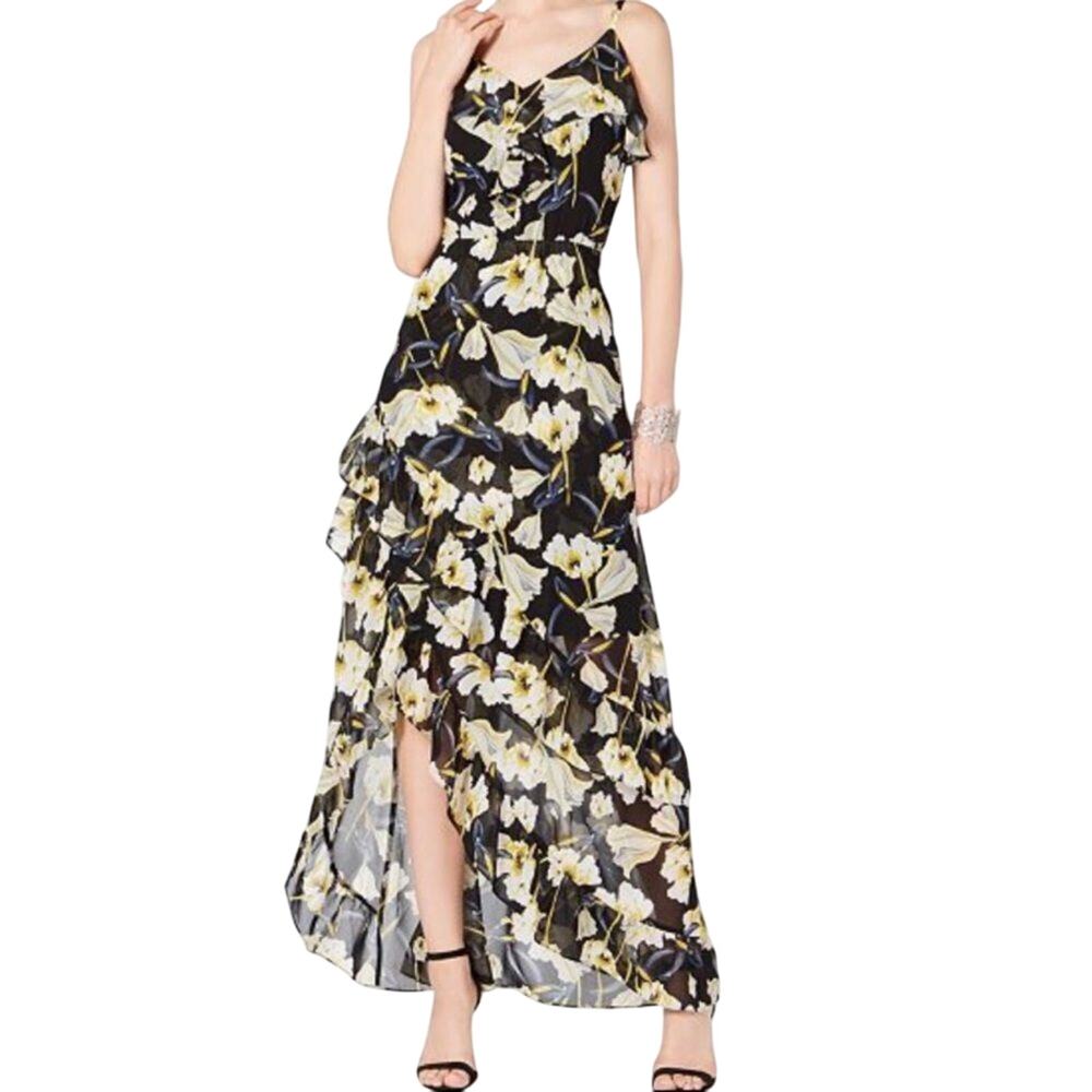 I.N.C. Ruffles Floral High-Low Maxi Dress, Size 12, new with tag